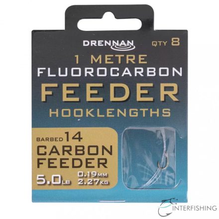 Drennan 1m Fluorocarbon Feeder Rig Carbon Feeder 14 előkötött horog
