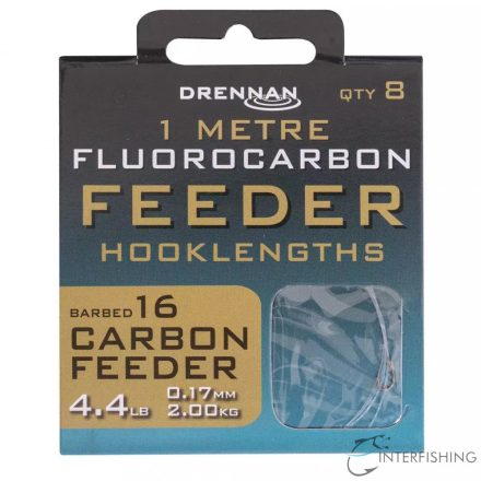 Drennan 1m Fluorocarbon Feeder Rig Carbon Feeder 16 előkötött horog