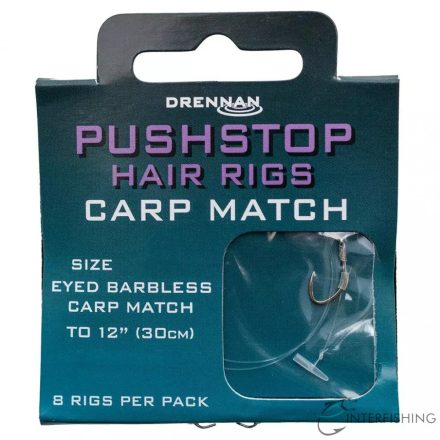 Drennan Pushstop Hair Rig Carp Match 8 előkötött horog